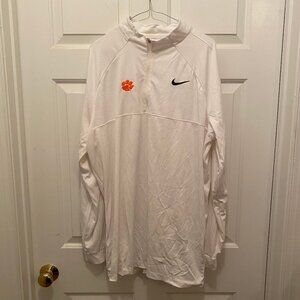 Clemson Tigers Football Team Issued Nike White Orange Pullover Jacket 2XL